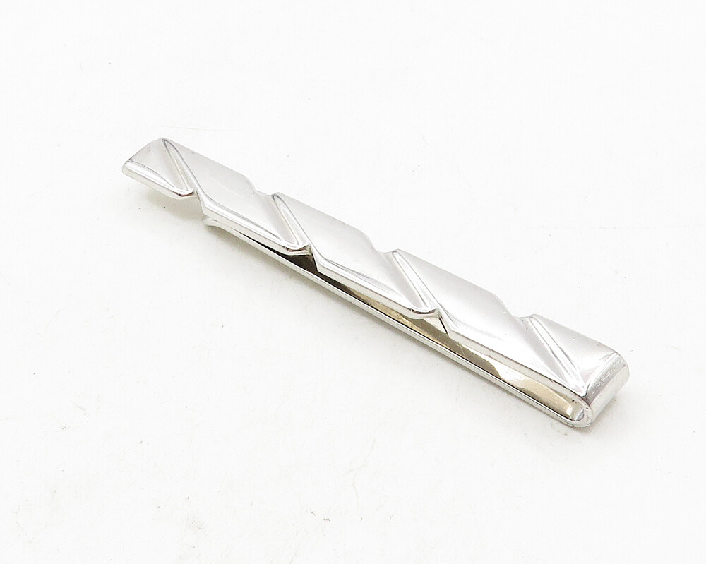 SWANK 925 Sterling Silver Shiny Diamond Shape Pattern Tie Clip TR1672