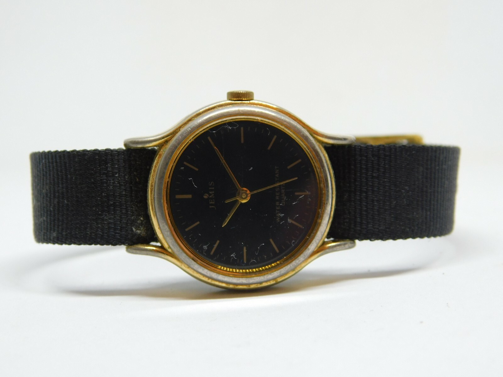 Jemis Y121-A330 Gold Tone Case Nylon Band Quartz Women’s Watch New Battery