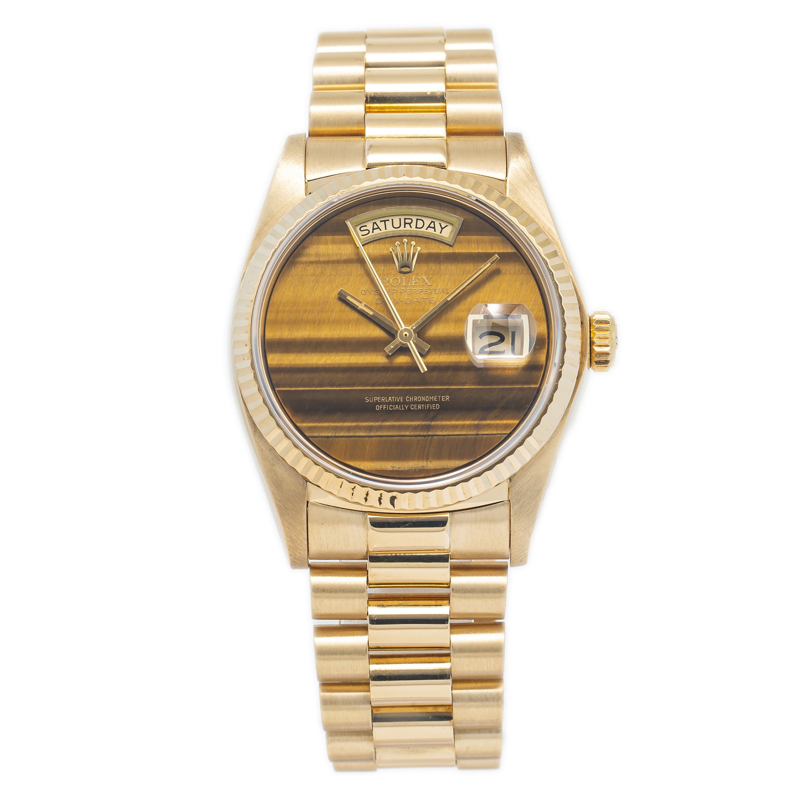 Rolex Day Date 18038 Jubilee 18k YG Tiger Eye Dial Auto Men’s Watch 36mm
