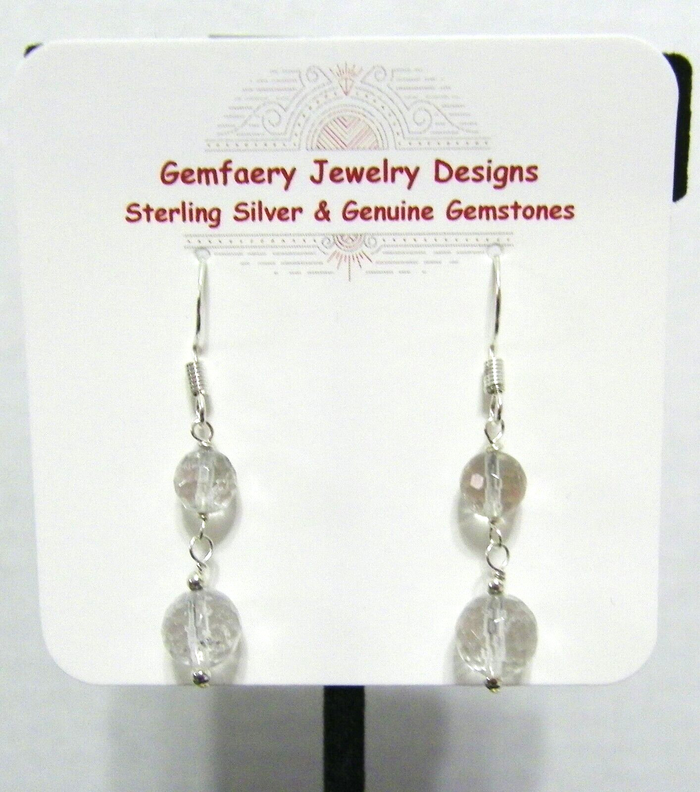Sterling Silver Faceted AAA ROCK QUARTZ Dangle Earrings #8343…Handmade USA