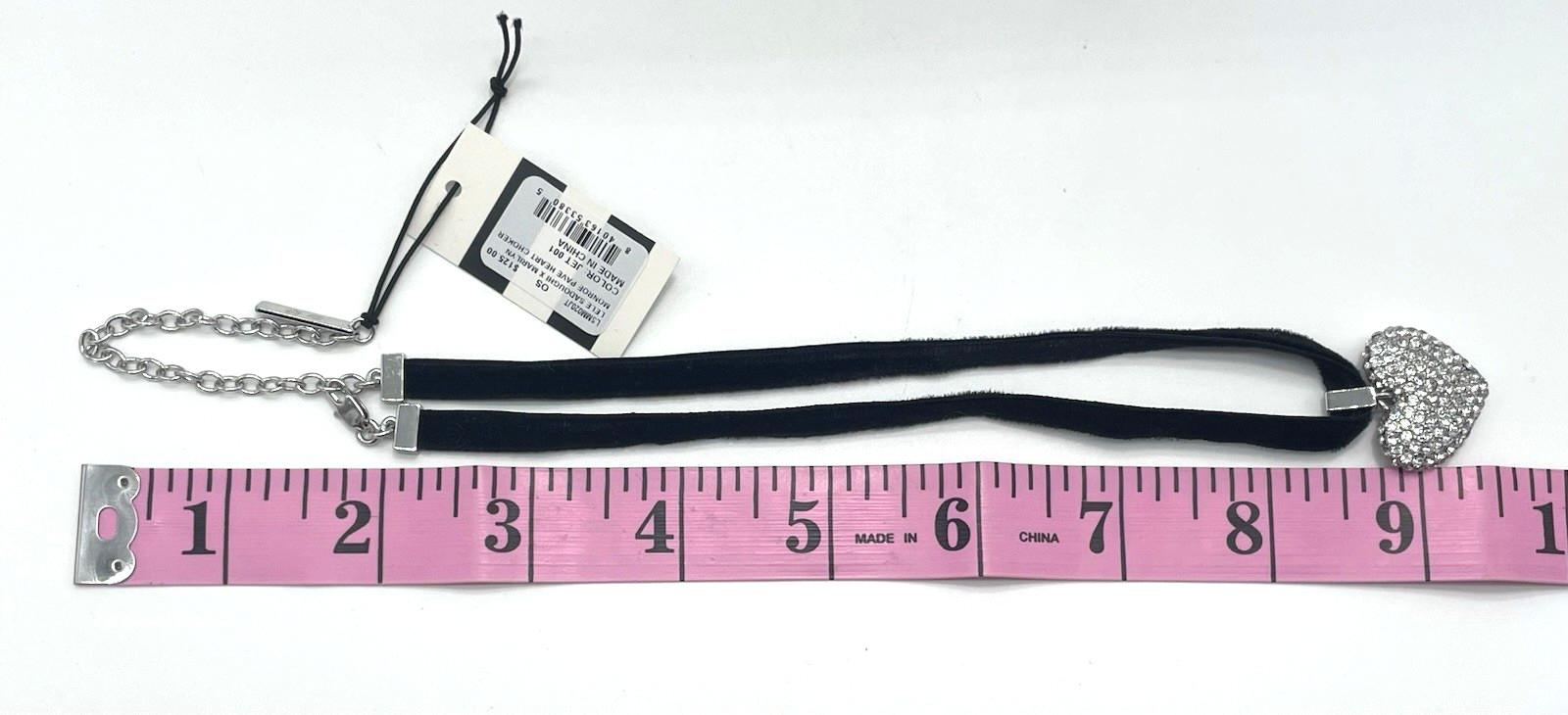 Lele Sadoughi x Marilyn Monroe Choker Reproduction Jet Velvet Pave Heart NWT