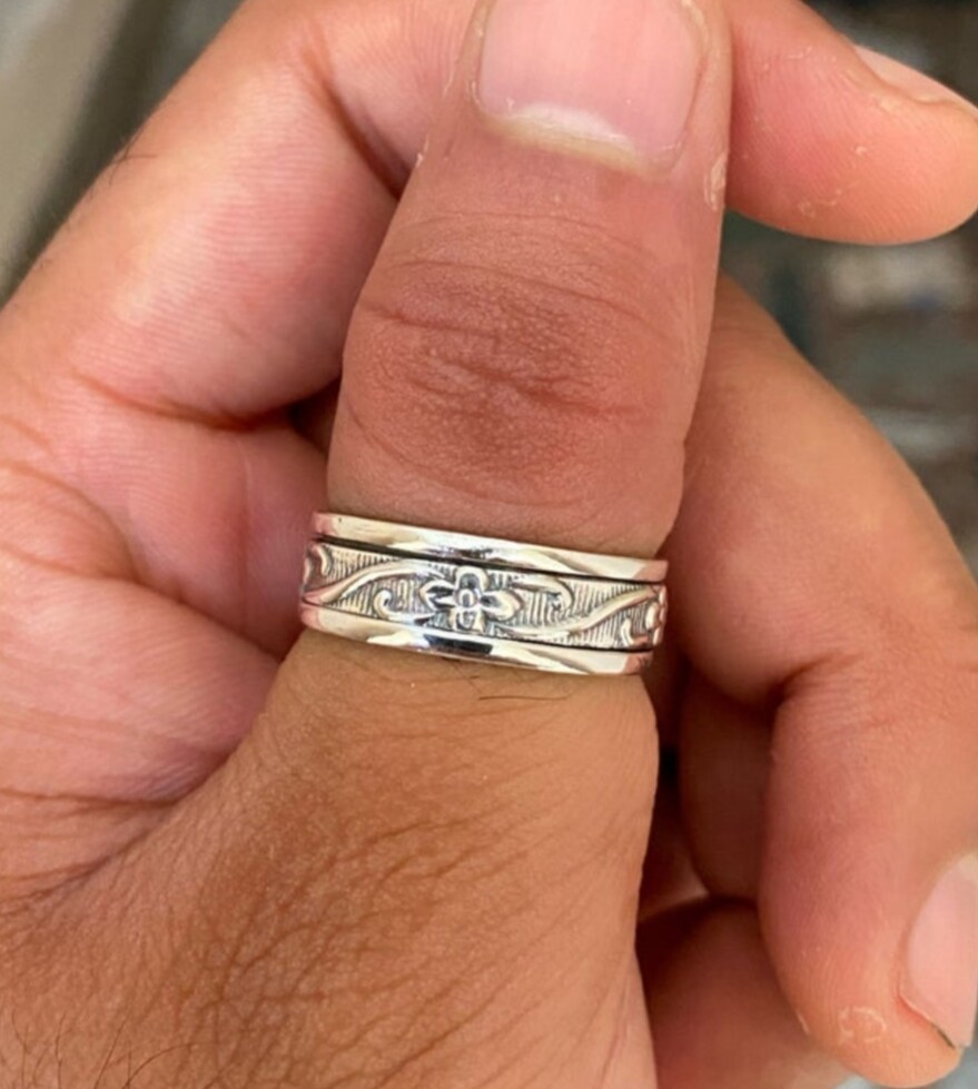 925 Sterling silver Band &Spinner Meditation Ring Handmade Ring All Size-q-50