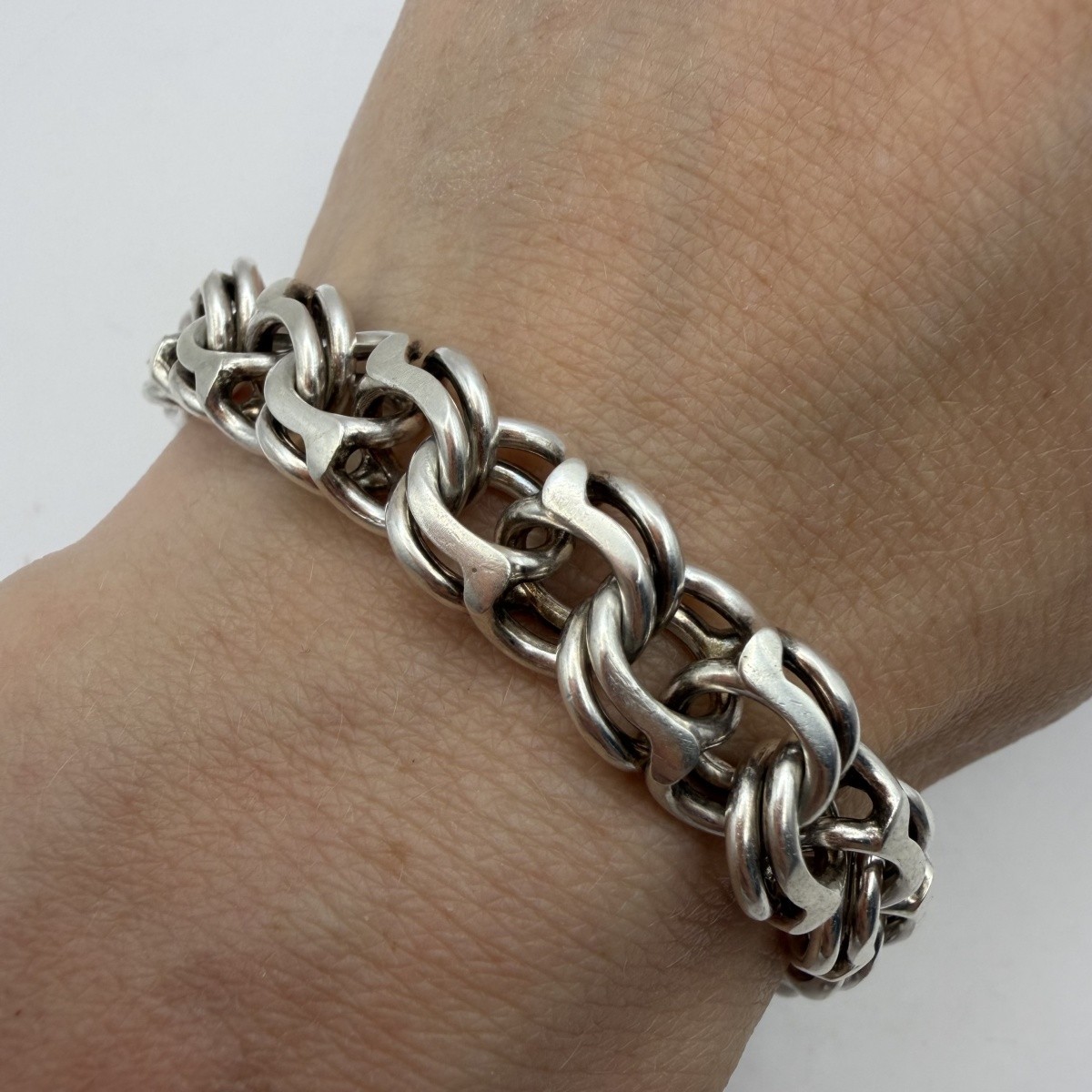 Vintage Heavy Sterling Silver Bismarck Bracelet Handmade Men’s Oxidized 20cm