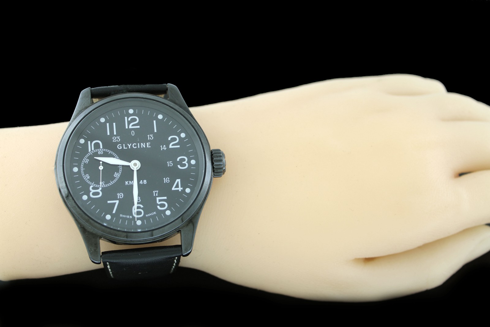 Glycine KMU 48 3788 48mm Stainless Steel Black Dial Manual Watch
