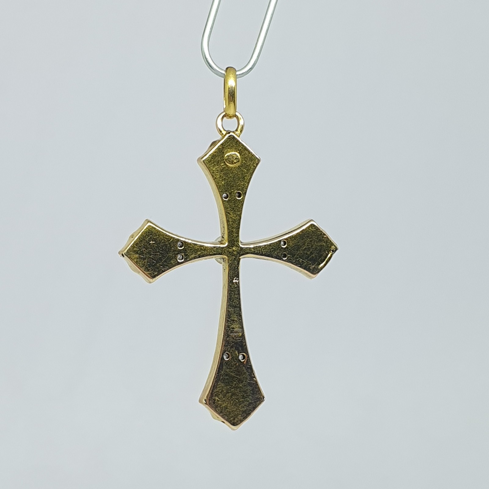 Antique Pendant Cross on Hollow 18kt Gold With Pearl – 890