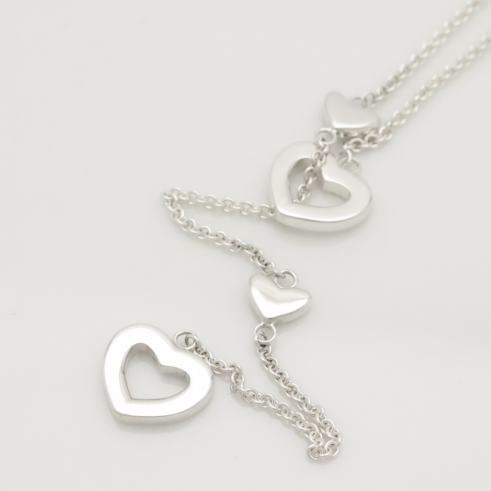 Authentic Tiffany & Co. Heart Link Lariat Pendant Necklace 19.3″ Silver w/Pouch