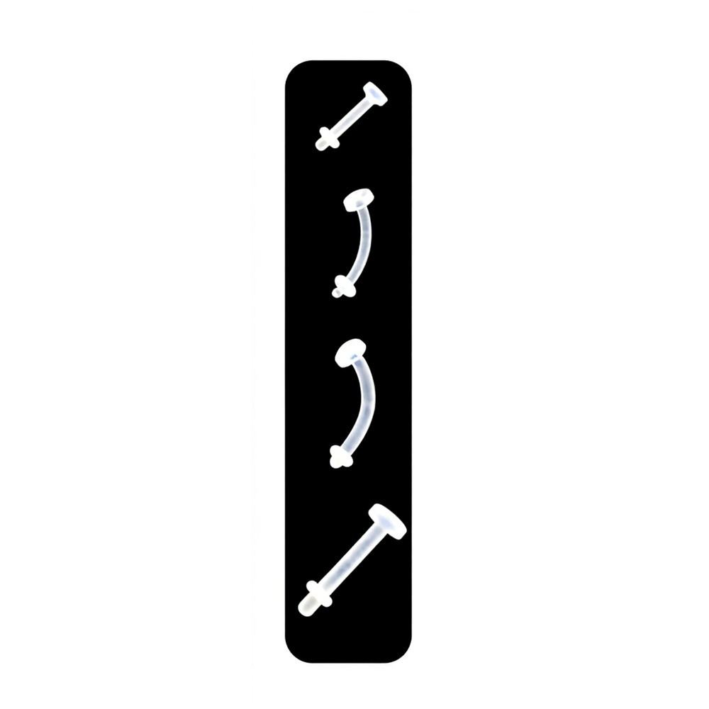 60pcs L-Stand Acrylic Display with Clear PTFE Flexible Retainer Rings 14G & 16G