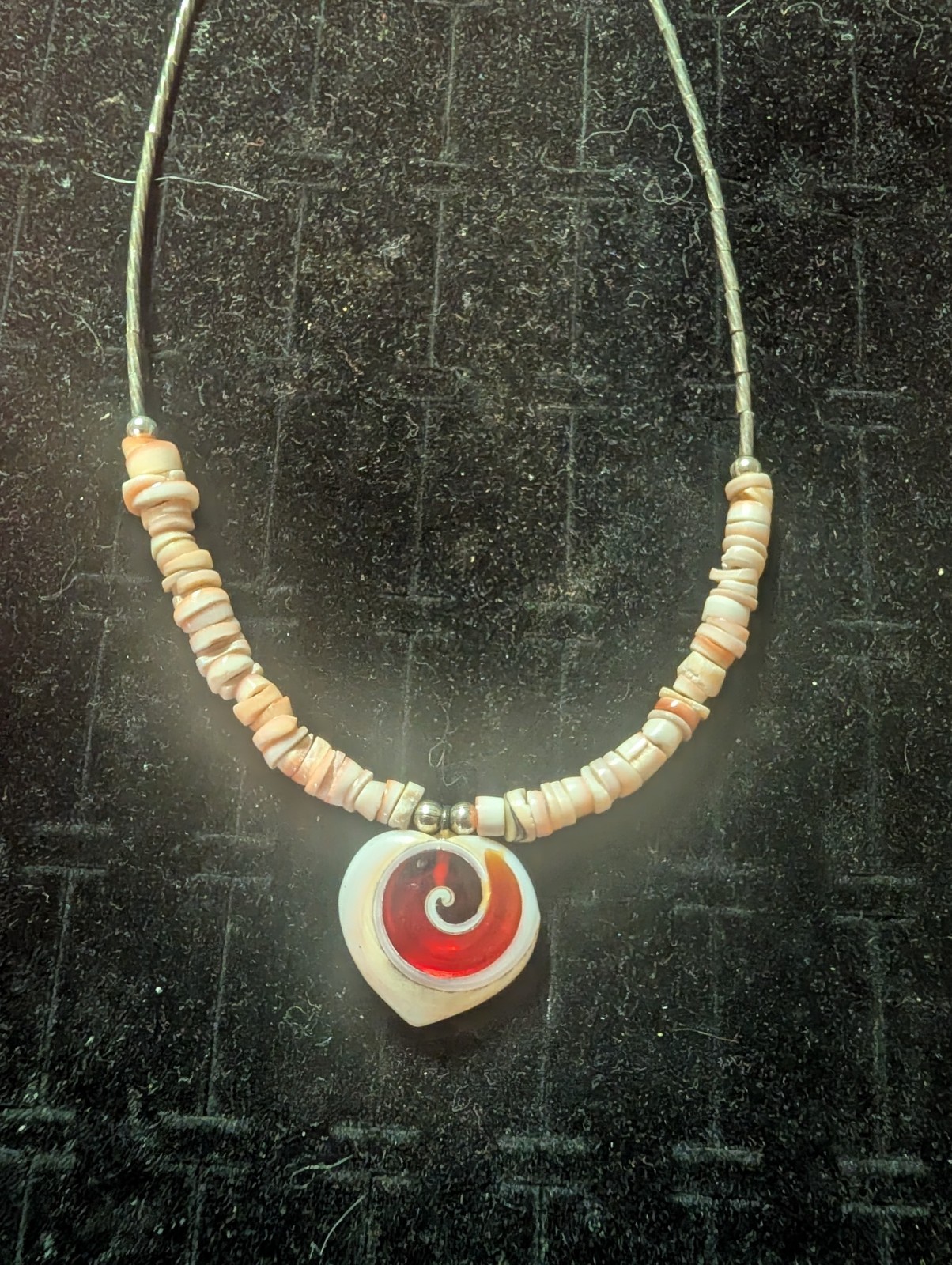 Lot of 10 Puka Shell Beaded Cord Necklaces with Heart Pendant Adjustable Lobster