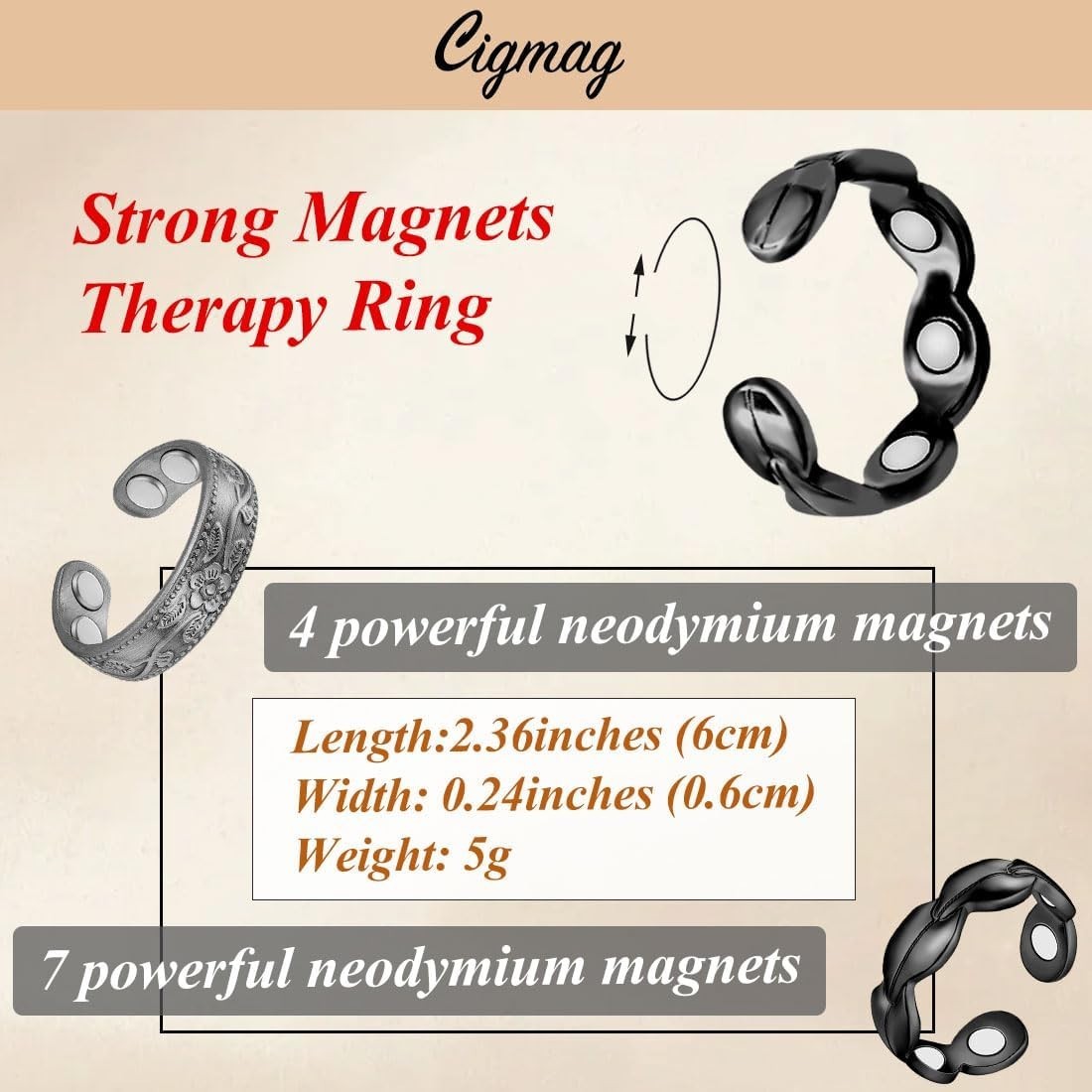 7X Copper Rings for Women 99% Solid Pure Copper Ring Adjustable with Present …