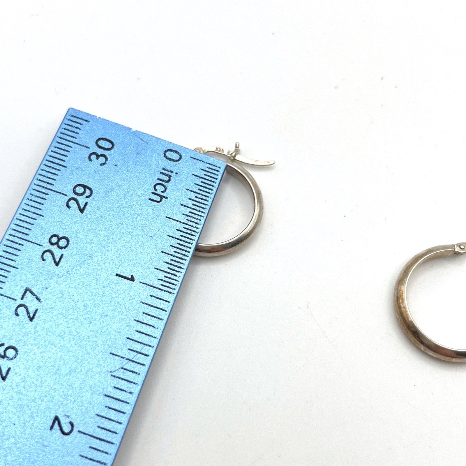 925 Sterling Silver Small Polished Hoop Earrings Latch Back Closure SA Stamp