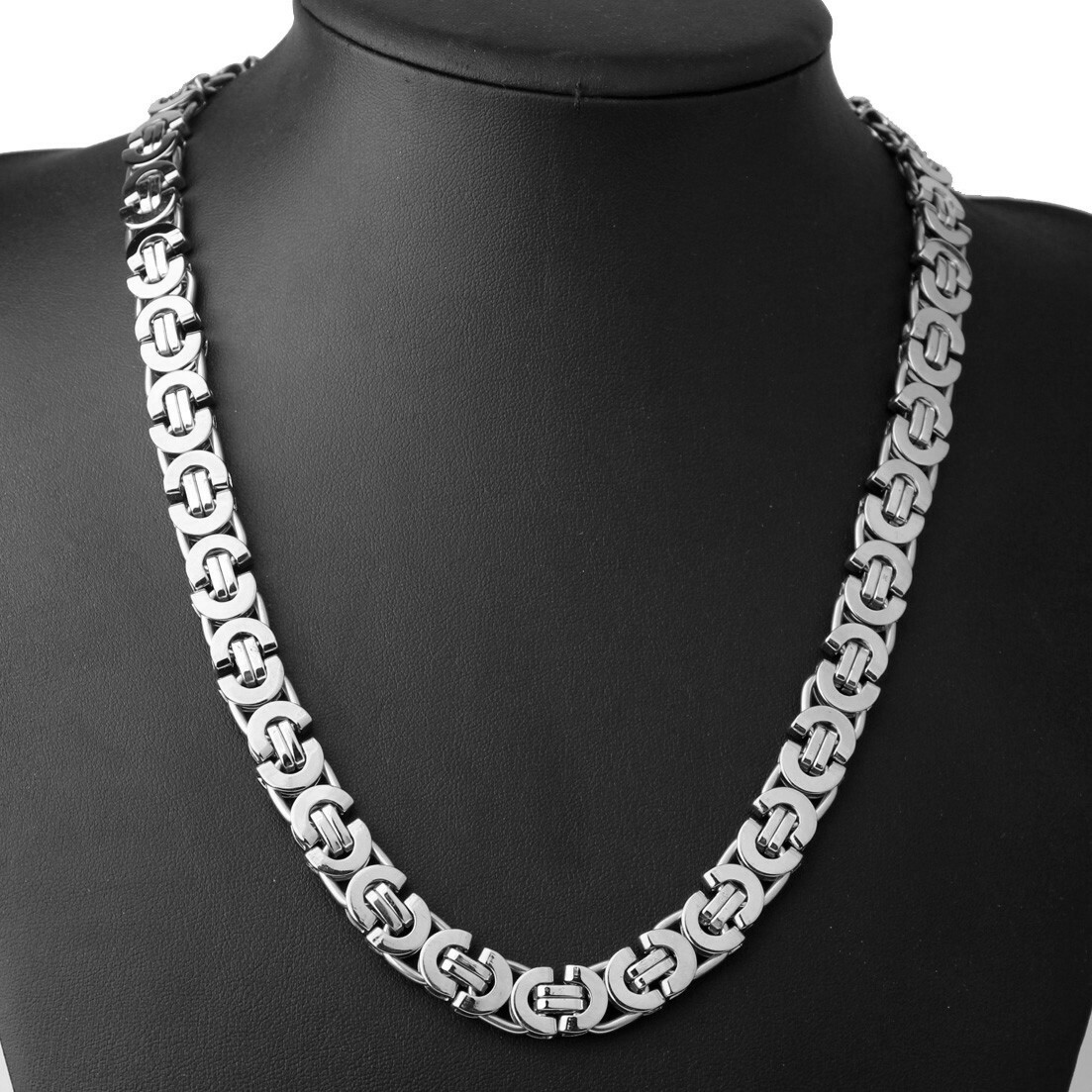 6/8/10mm Cut Flat Byzantine Chain Stainless Steel Women Men Necklace or Bracelet