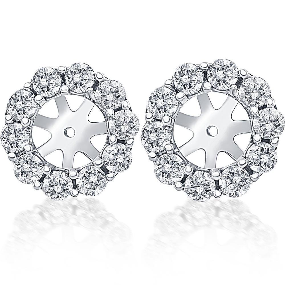 14K White Gold 1/2 Ct. Diamond Studs Earring Jackets (up to 6mm)