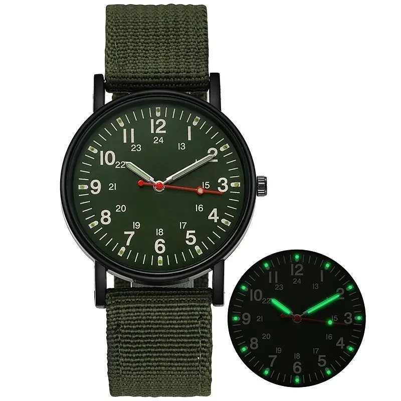 Military Army Tactical Watch Waterproof Luminous 24 Hour Dial Nylon Strap Men
