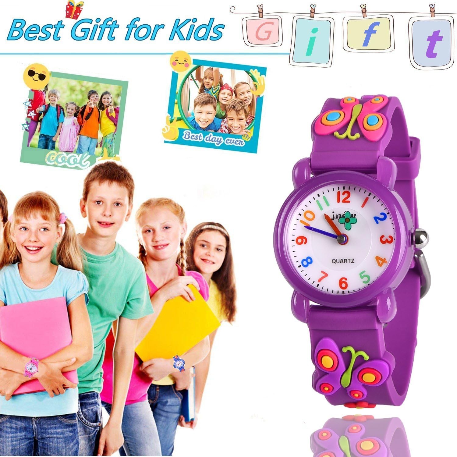 Fun and Durable 3D Cartoon Watch for Kids – Waterproof, Ages 3-8 Gift Box Inc…