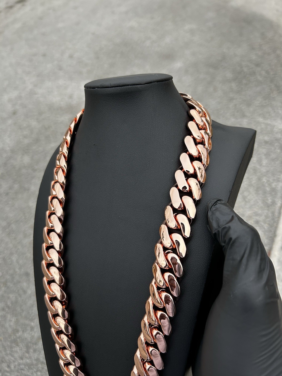 20mm Rose Gold Cuban Link Chain 24in Necklace Miami Hip Hop Jewelry