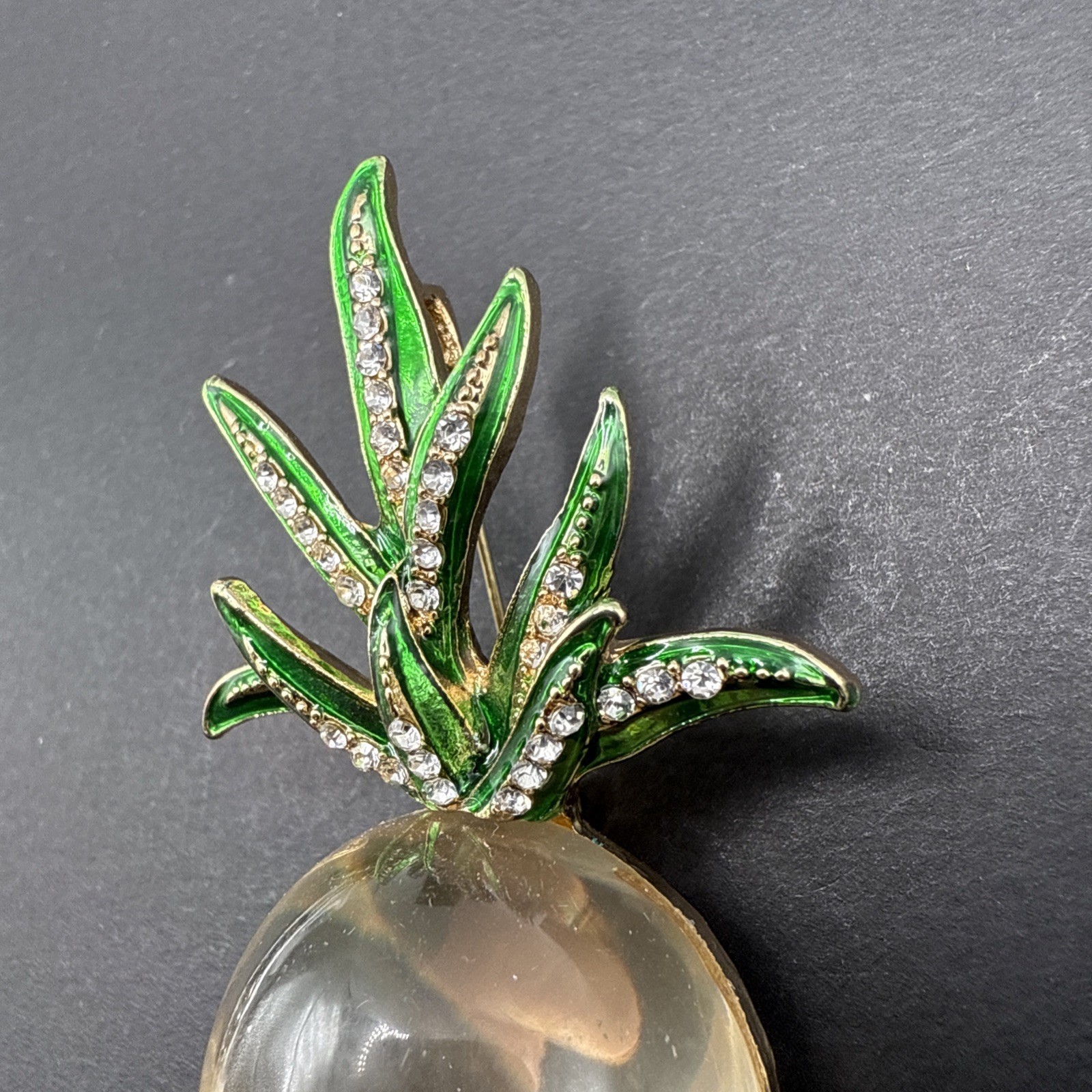 Pineapple Yellow Green Rhinestone Brooch Pin J26