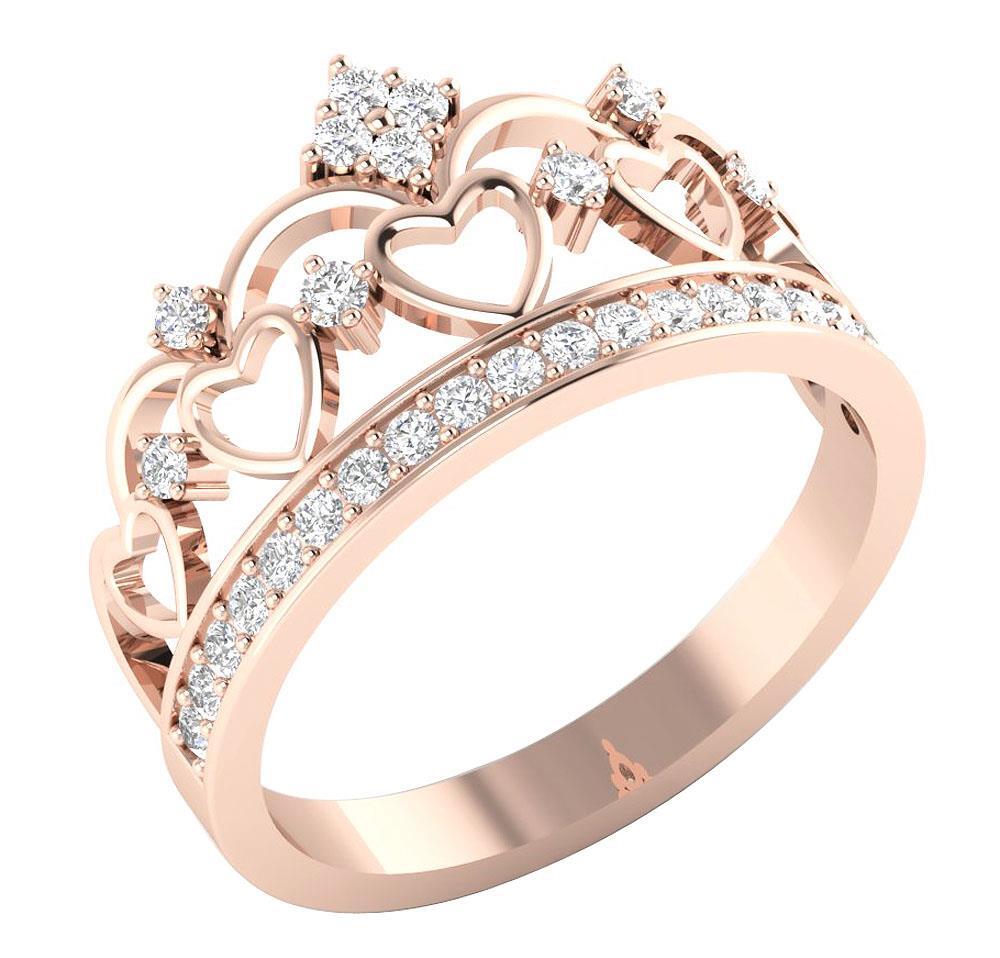 I1 G 0.45 Ct Natural Round Diamond Crown Engagement Ring 14K Solid Gold 11.00 mm