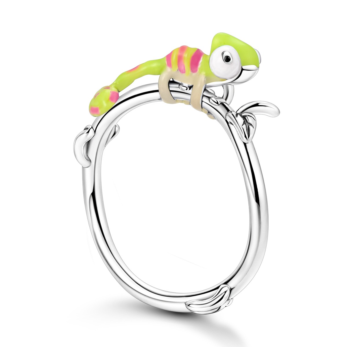 LAZA Original 925 Sterling Silver Finger Ring Enamel Chameleon for Women Jewelry