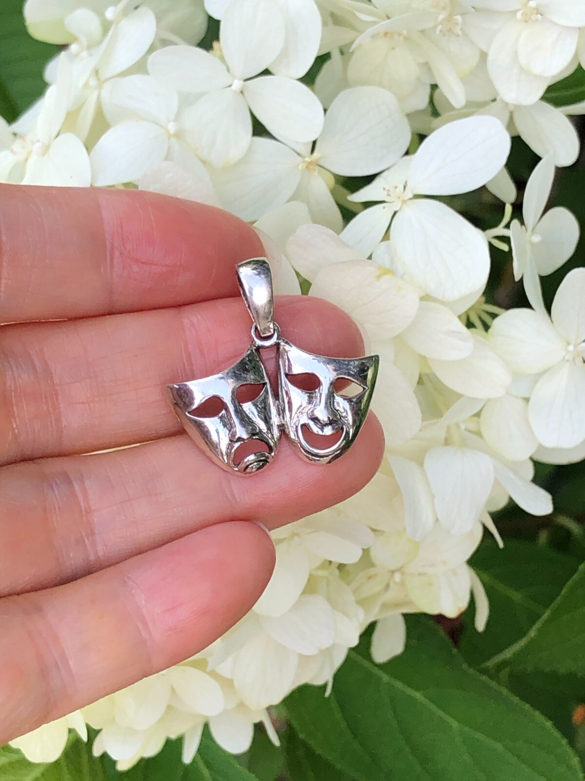 925 Sterling Silver Comedy Tragedy Theater Masks Pendant Men Women 25mm/0.98″