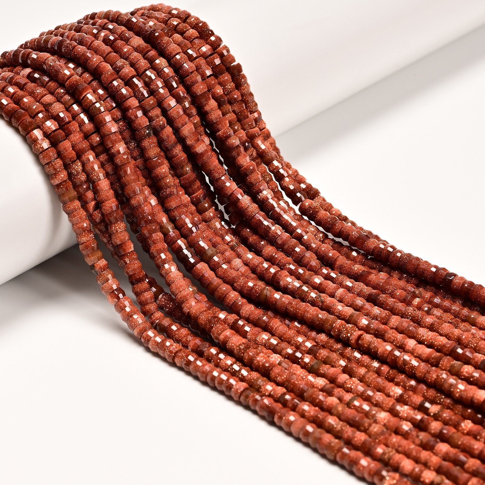 Gold Sandstone Faceted Rondelle Wheel Beads Size 2x4mm 15” Strand