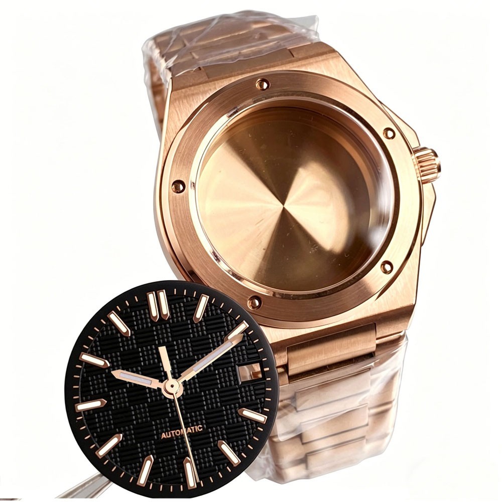 20ATM Tandorio 40mm Sapphire Dive Watch Case Set Rose Gold Fit NH35 NH36 NH38