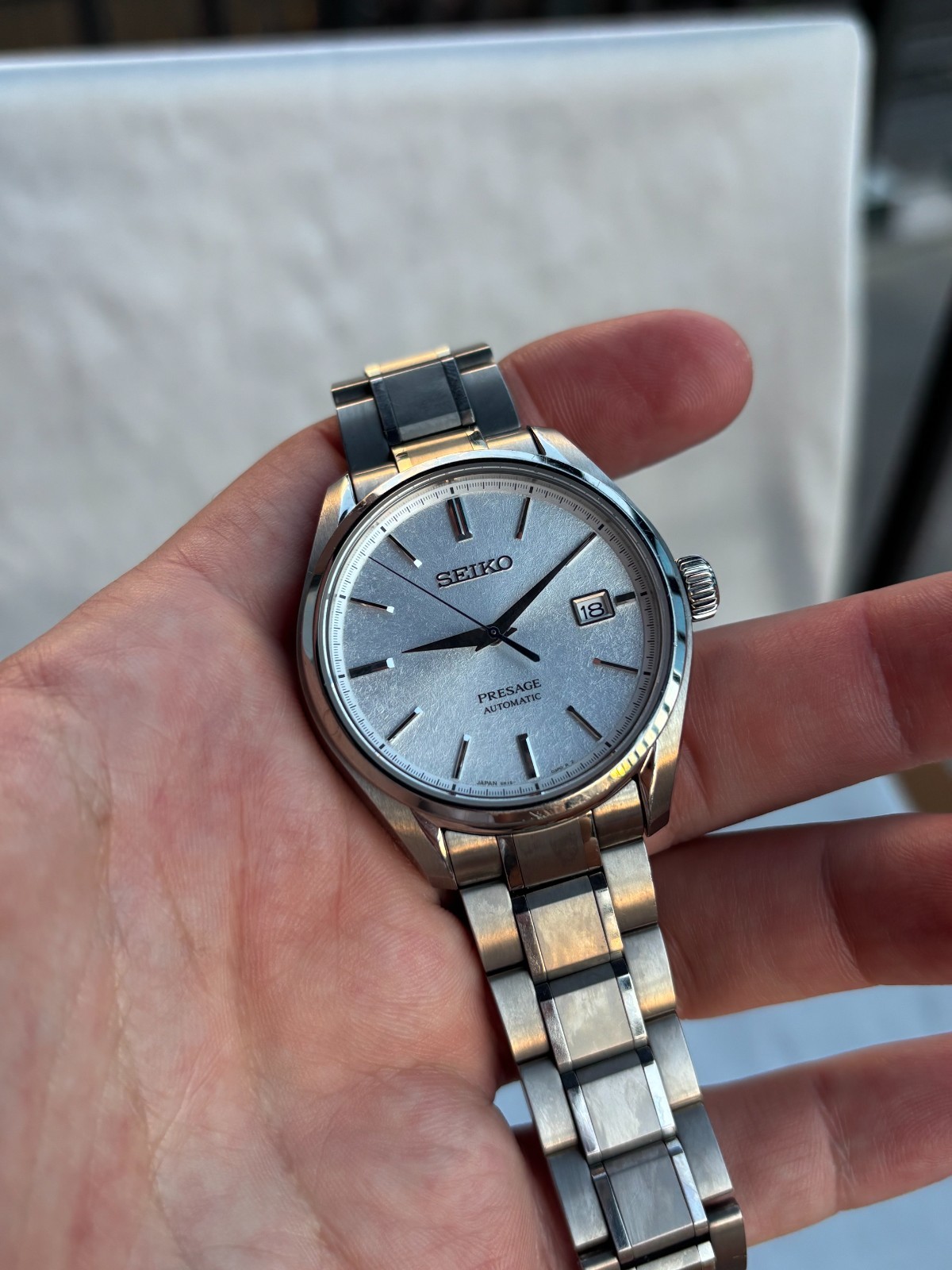 Seiko Presage SARX055 Silver White Mechanical Men’s Watch Titanium Full Kit