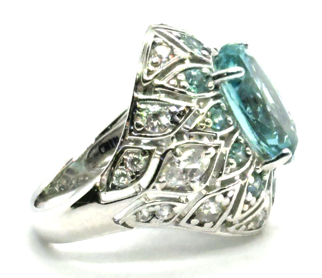 Victoria Wieck Swiss Blue Topaz Ring White Topaz 925 Sterling Silver Size 7