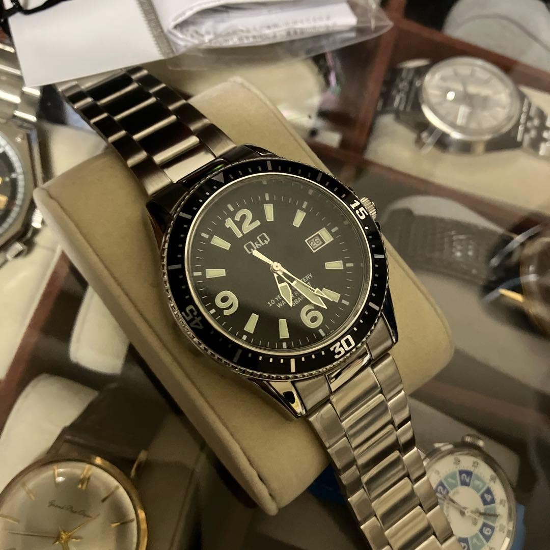 [TOP MINT] CITIZEN Q&Q black dial, Diver’s watch [working condition]【From Japan】