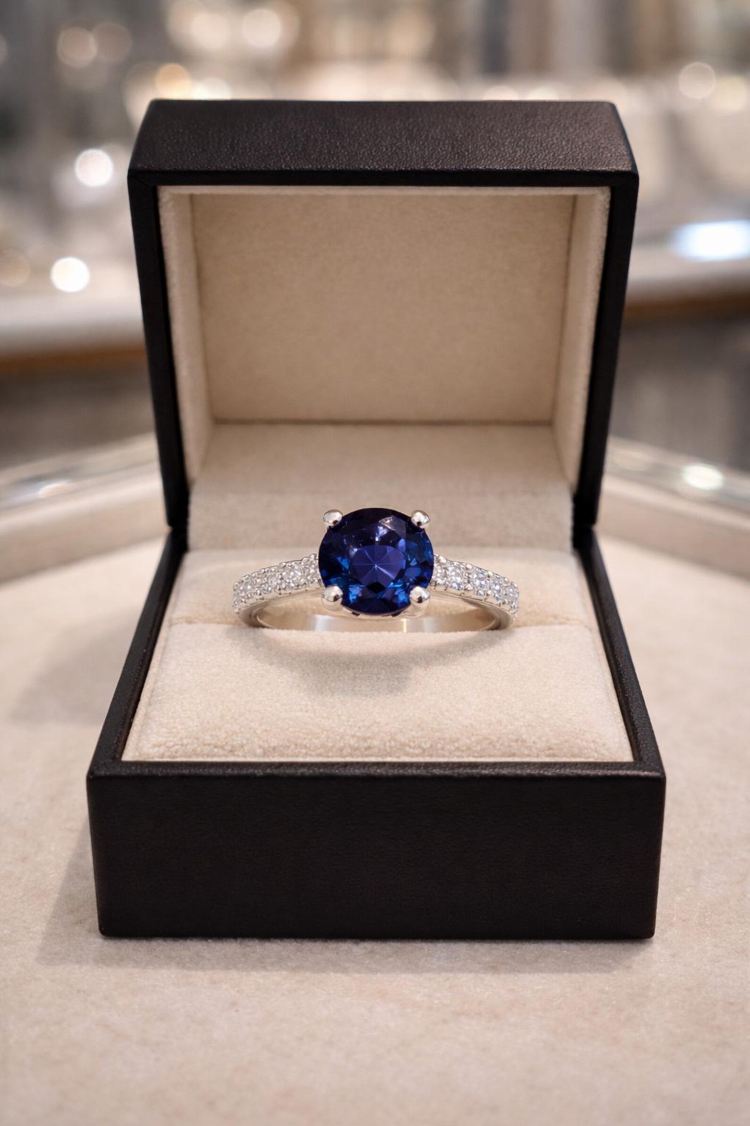 2.38 Ct Round Cut Natural Sapphire Diamond Wedding Ring 14K Solid White Gold 6