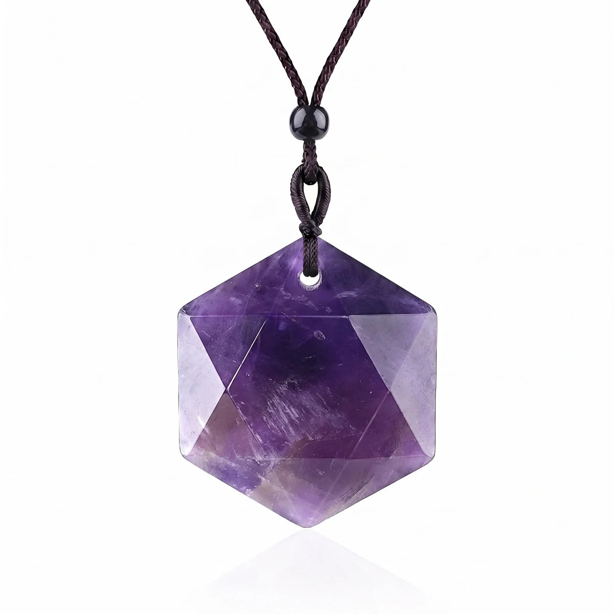 6PCS Hot Sale Mixed Gemstones Star Hexagon Shape Necklaces Adjustable Cord