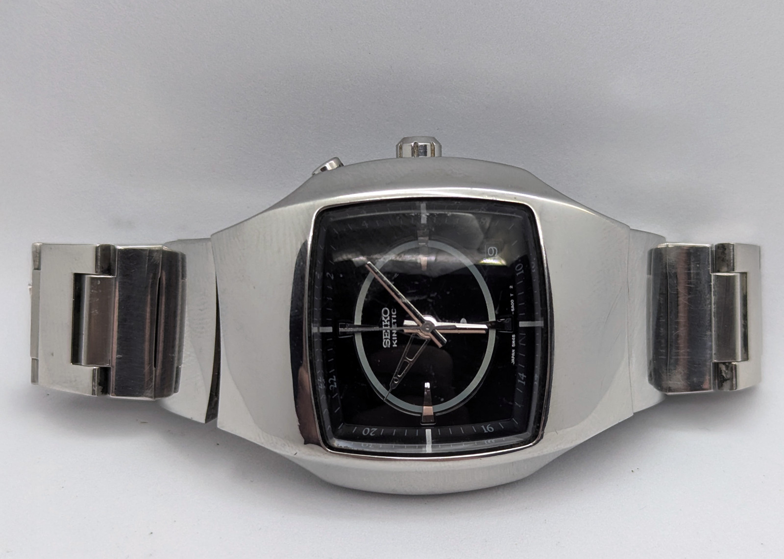 Seiko Kinetic 5M45 R-SUS GMT Black Dial Integrated Bracelet | New Capacitor
