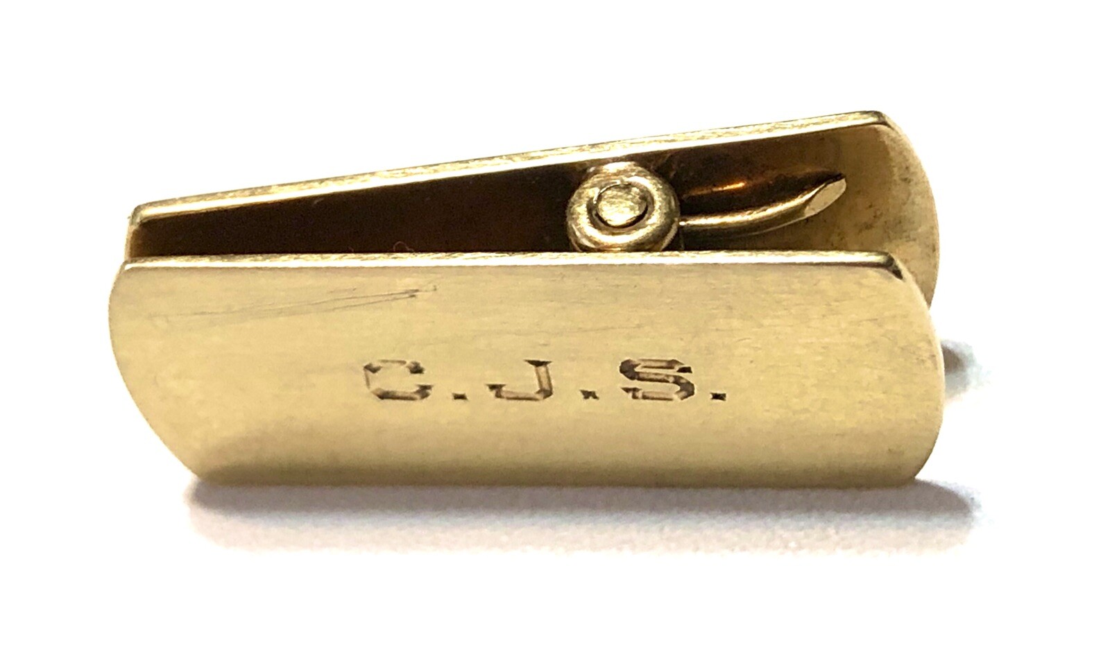 14k Yellow Gold Tie Or Scarf Clip Initial Monogram CJS Or GJS 7.71g