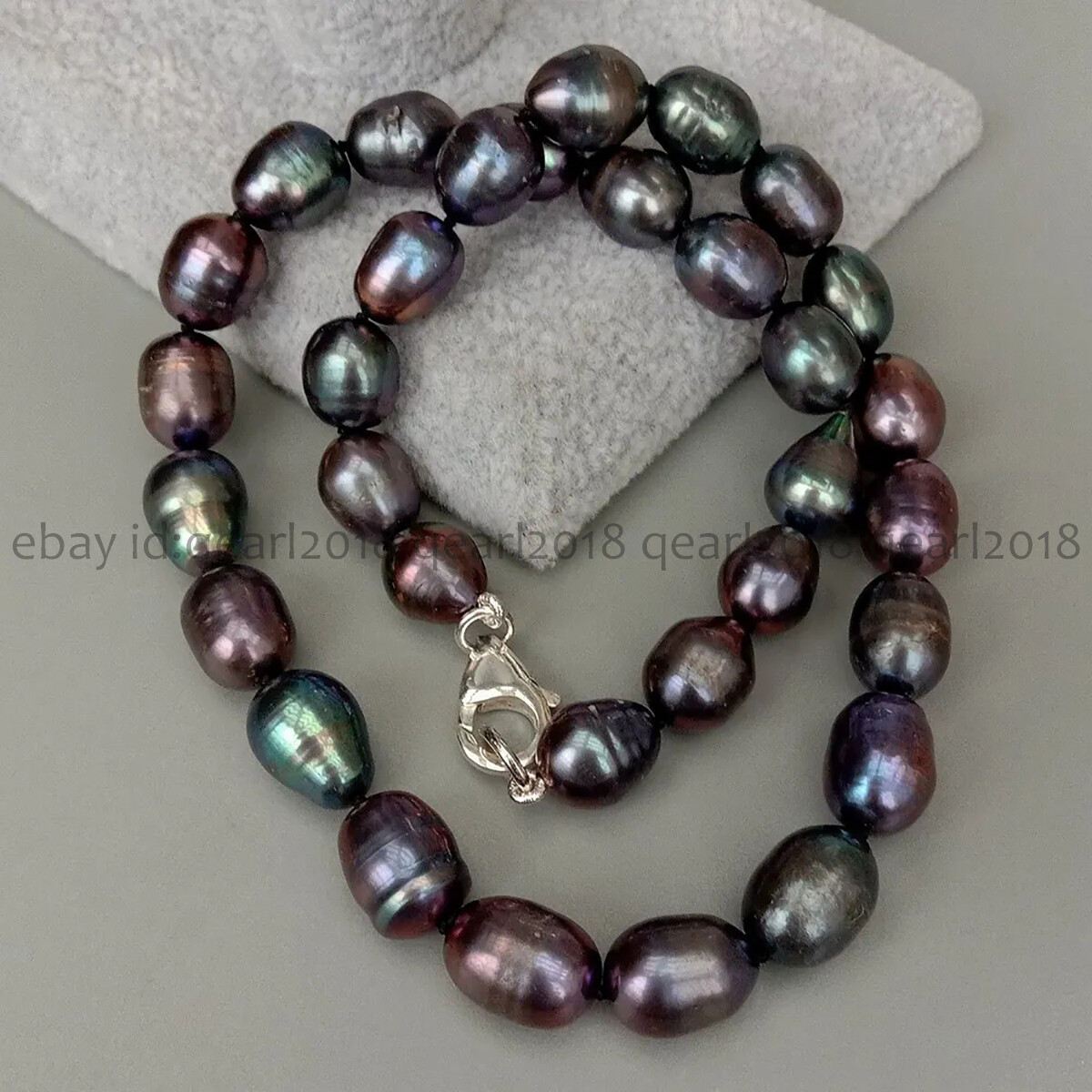 Natural White Black Gray Pink Purple Rice Cultured Pearl Necklace Silver Clasp