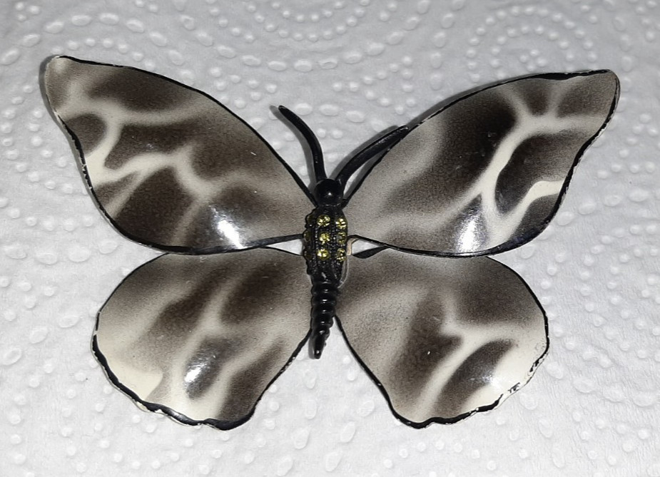 Black Gray White Butterfly Enamel Metal Pin Brooch