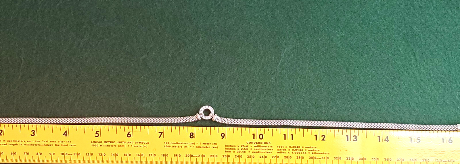 Sterling Silver Mesh Chain Necklace CZ Station Pendant 16 inches Long Made Italy