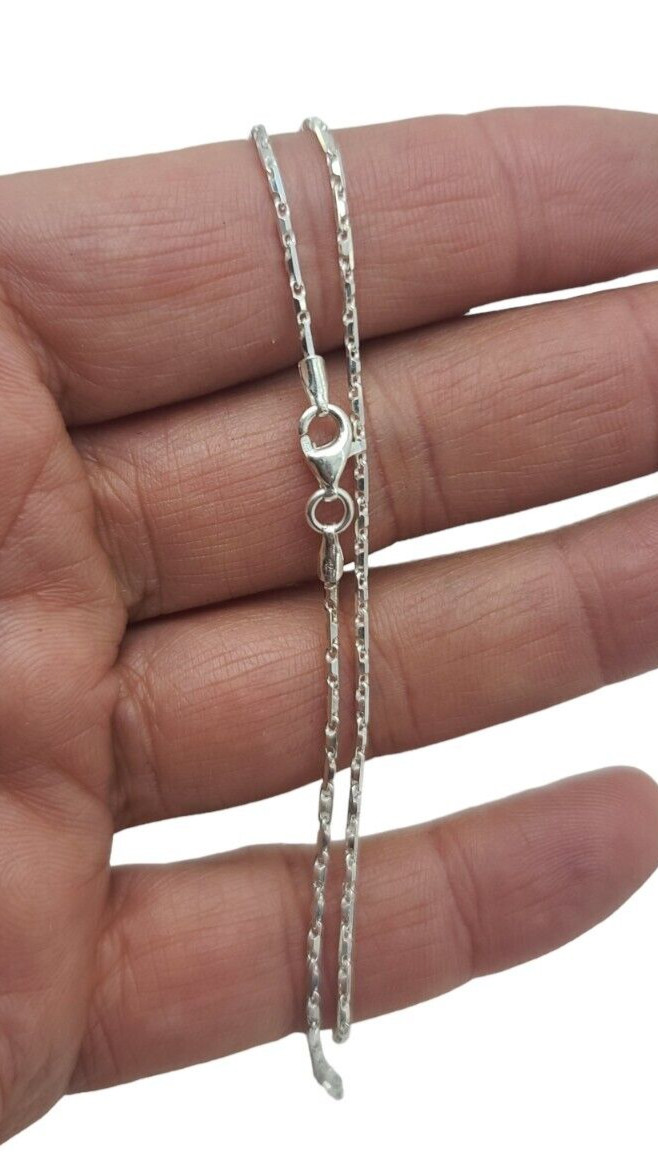 Arrow Bullet 1.2 mm Link 18″ Chain Necklace Solid Real 925 Sterling Silver NEW