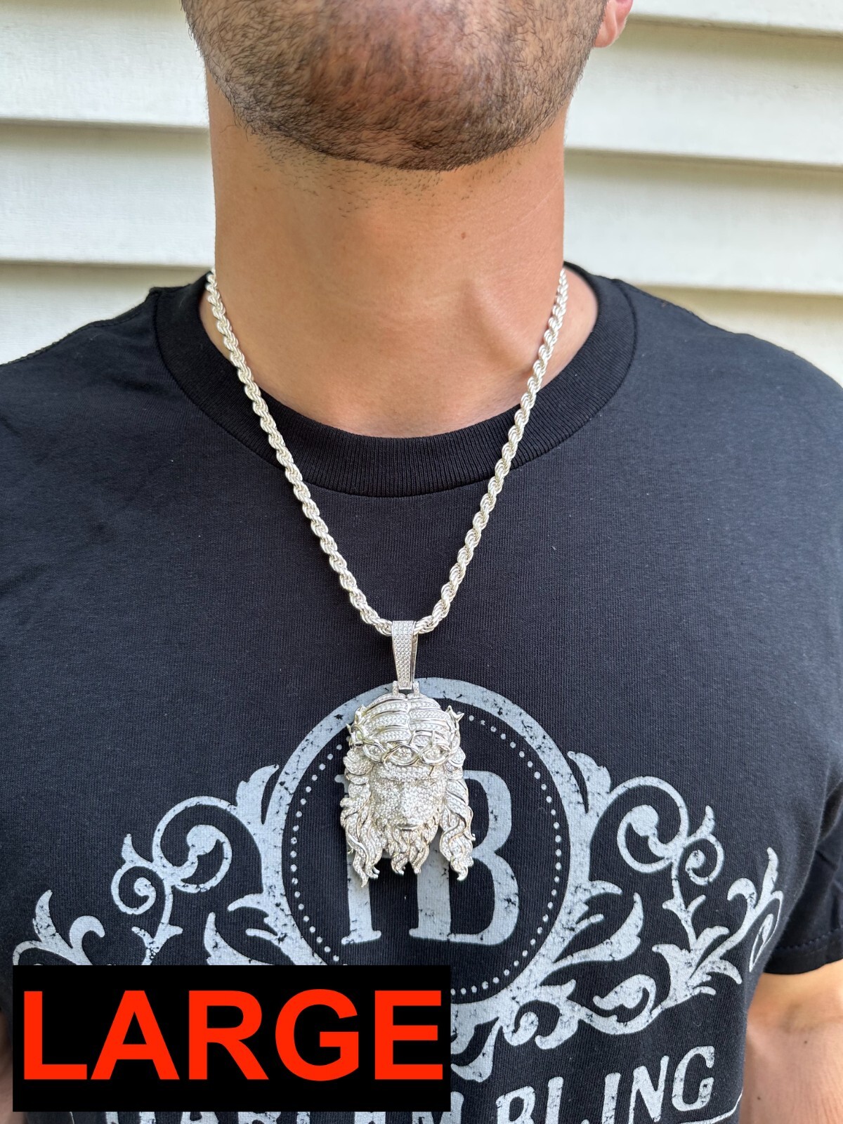 MOISSANITE Real 925 Sterling Silver Iced Hip Hop Jesus Piece Pendant Necklace