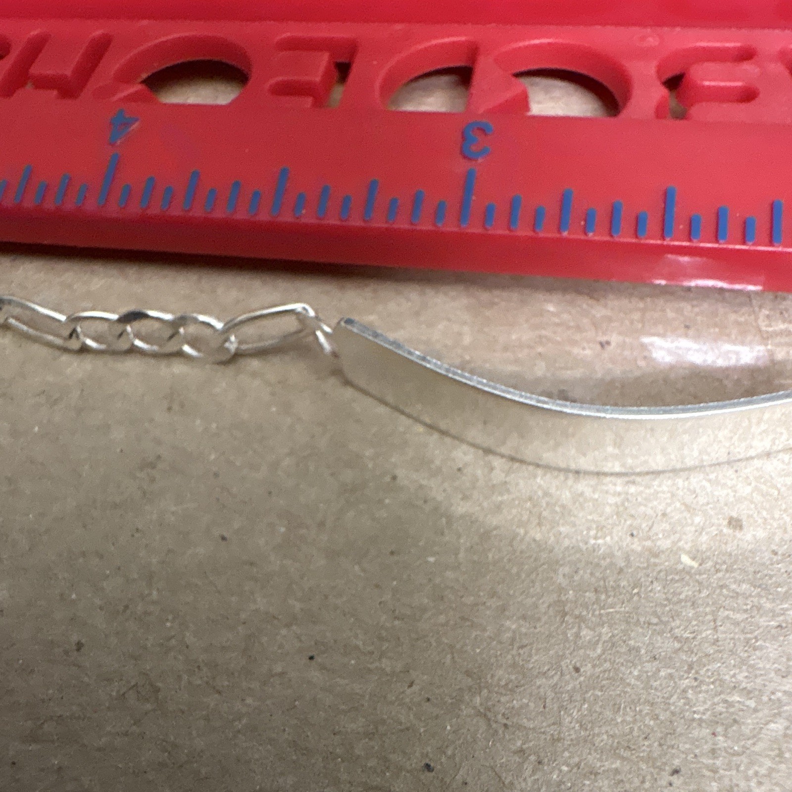 Sterling Silver 925 Figaro Link Chain Bracelet, Lobster Clasp, Signed, 8 in