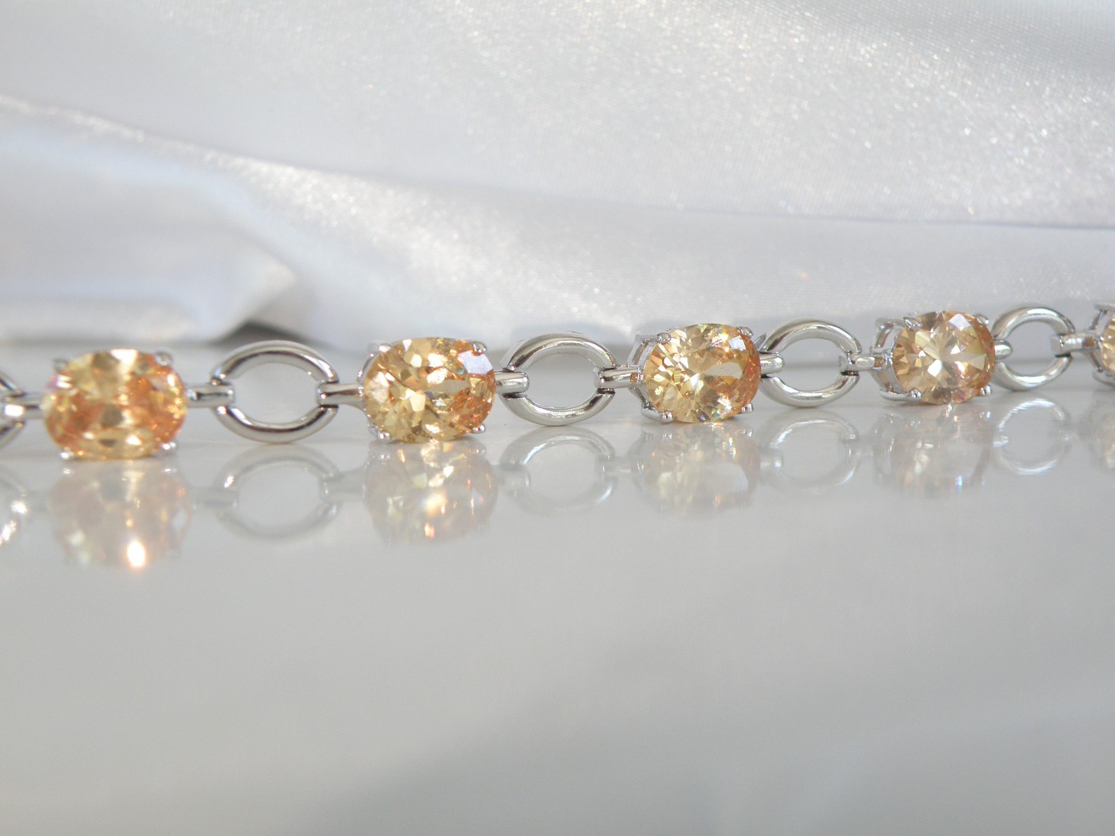Ross Simons Sterling Silver 925 Gemstone Tennis Station Bracelet Fits 7″