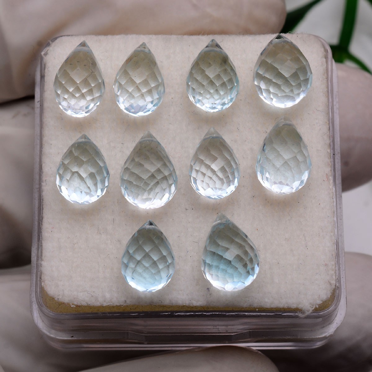 10 Pcs Natural Blue Topaz 6mm-8mm Untreated Briolette Drilled Loose Gemstones