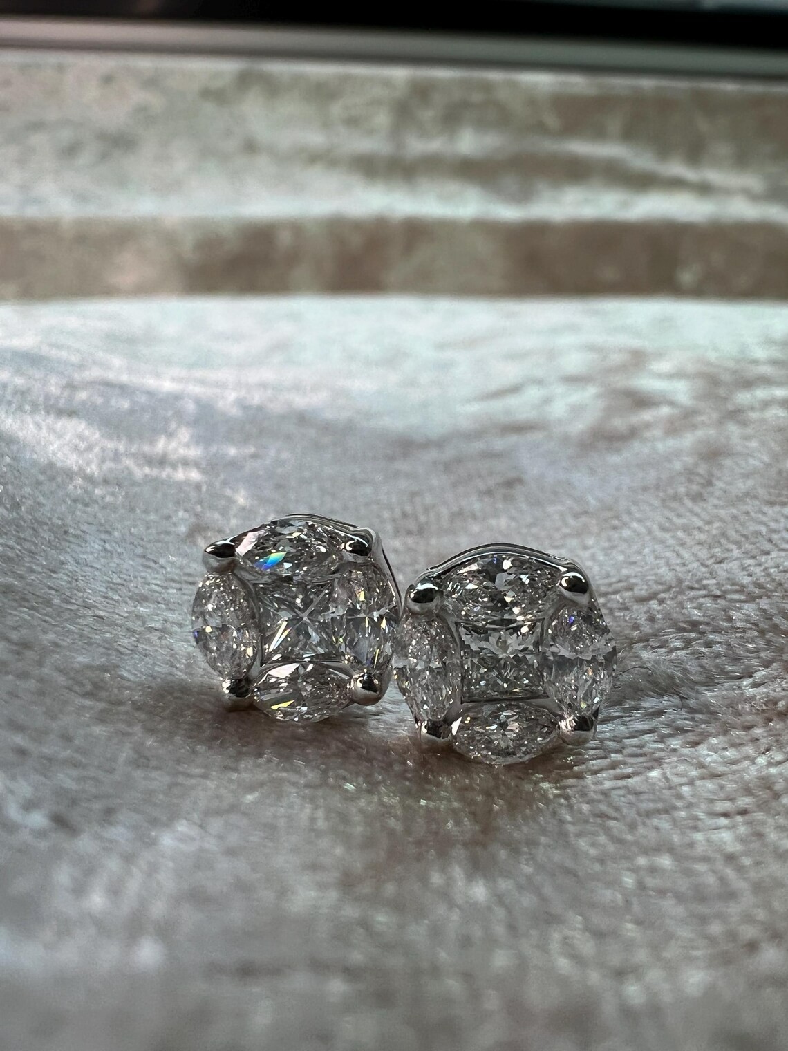 5.80CTTW Exquisite Princess Marquise Cut Moissanite Stud Earrings 925 Silver
