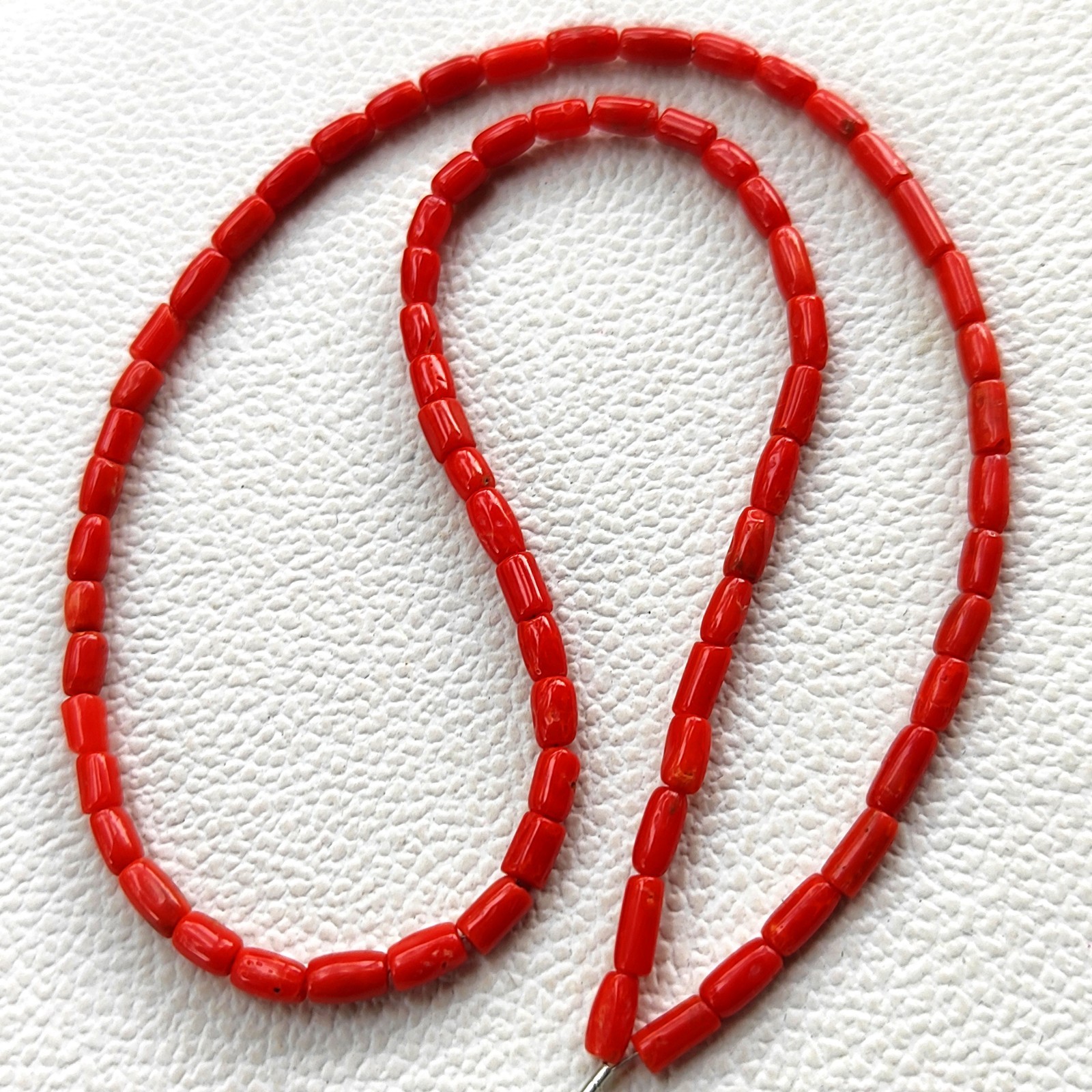 Italian Red Coral Gems 6-7mm Smooth Tube Pipe Spacer Beads 16″ Strand Jewelry