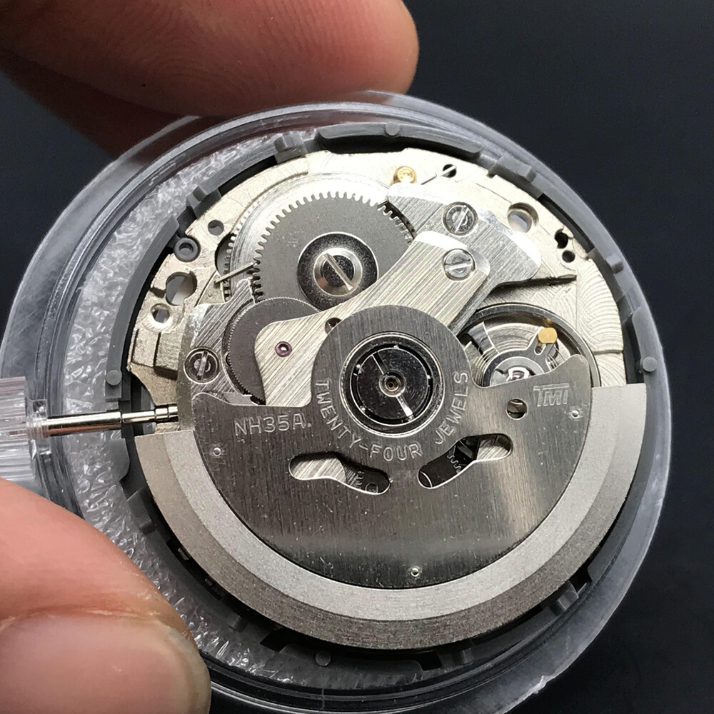 NH35A Automatic Watch Movement SII TMI Black Date Window at 3 w/ White Date Disc