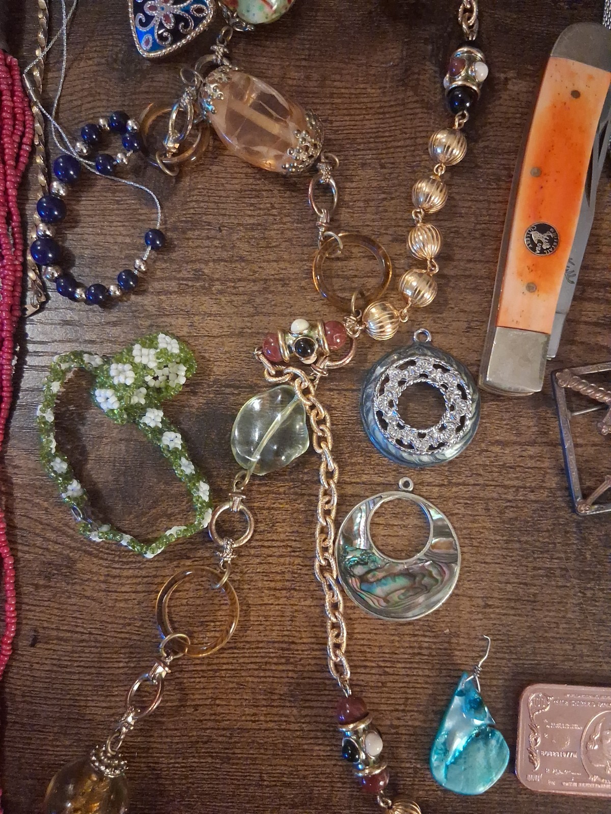 Assortment Costume Jewelry & Other Vintage Items Including 2 Ounces 999 Copper