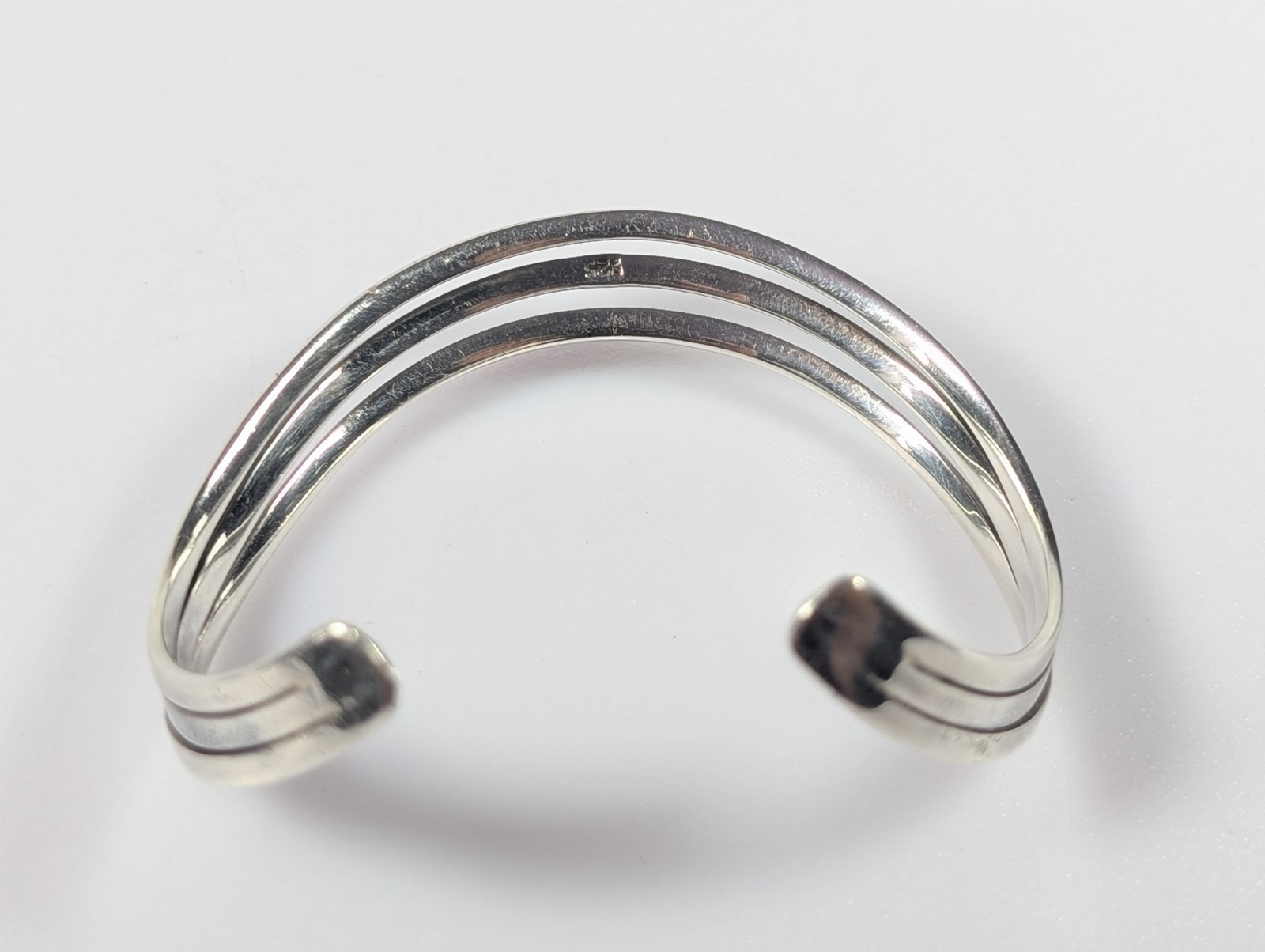 Vtg TAXCO REPRODUCTION Sterling Silver 925 MODERNIST Wavy Cuff Bracelet 6.5″