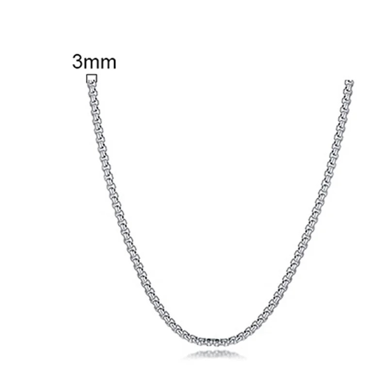 Round Box Chain for Men Boys,Gold Silver Black Plated Stainless Steel Chain Coll