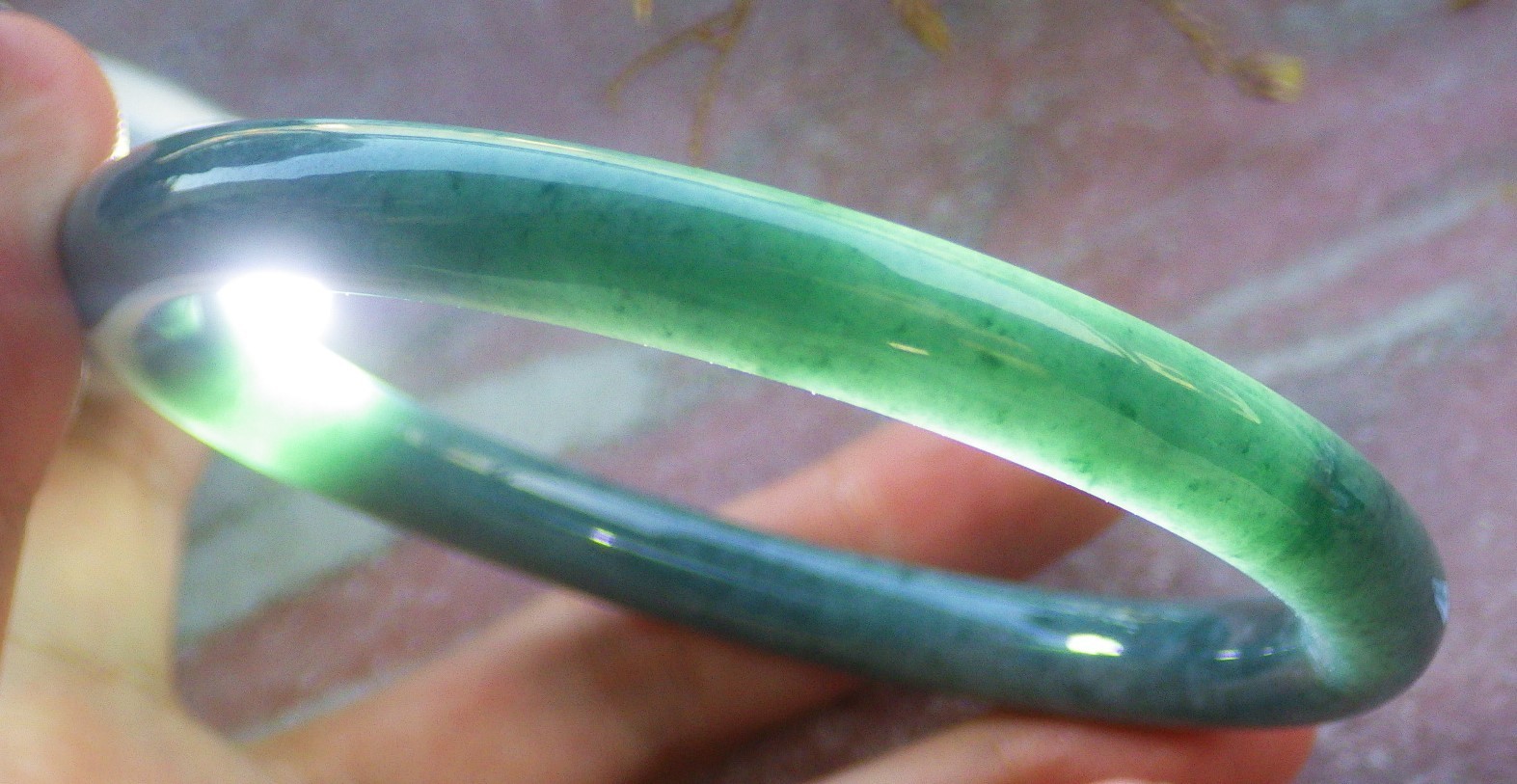 Video Certified Natural A JADE JADEITE Circle Bangle Bracelet 69 mm 134027