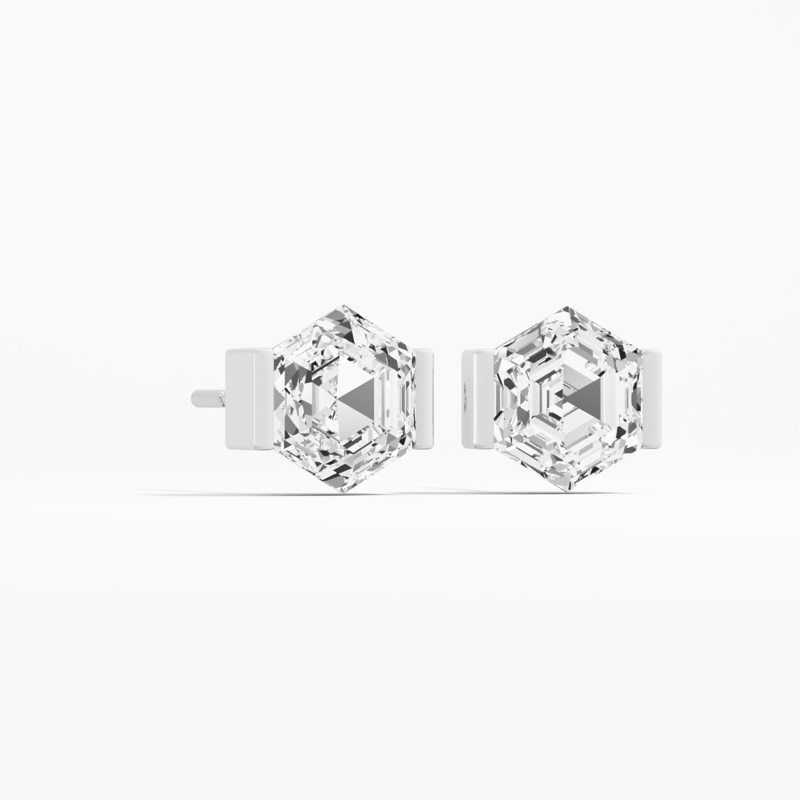 2.00 ct Lab Created Hexagon Diamond Stud Earring in 14K Yellow Gold For Women