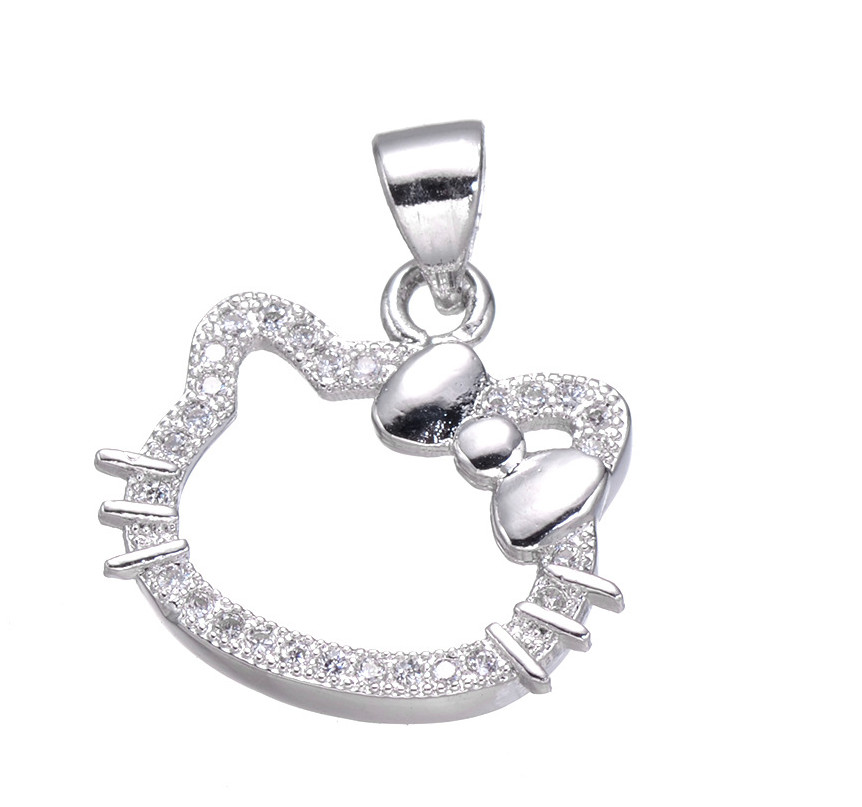 2Pcs Bow Cat Face Pave Cubic Zirconia Gold Plated Pendant Bracelet Charm DIY J8