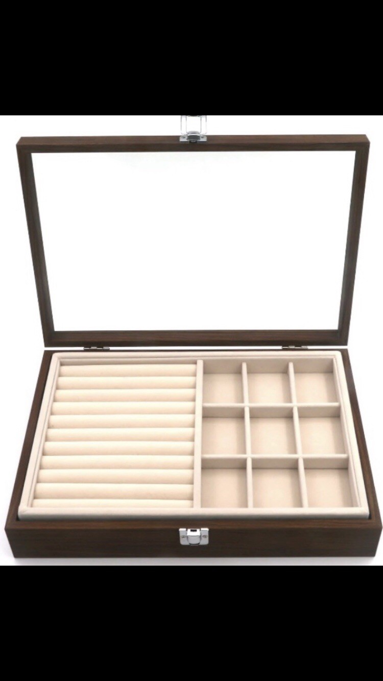 Kloud city Wood Grain Jewelry Box,Jewelry Display Case, Jewelry Displ Organizer
